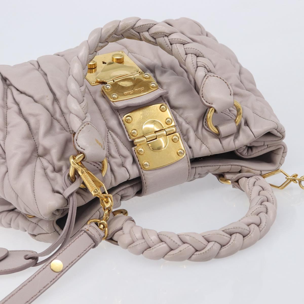 Miu Miu Matelasse Lady Lock Shoulder Hand Bag Leather Beige Gold Auth am13048V