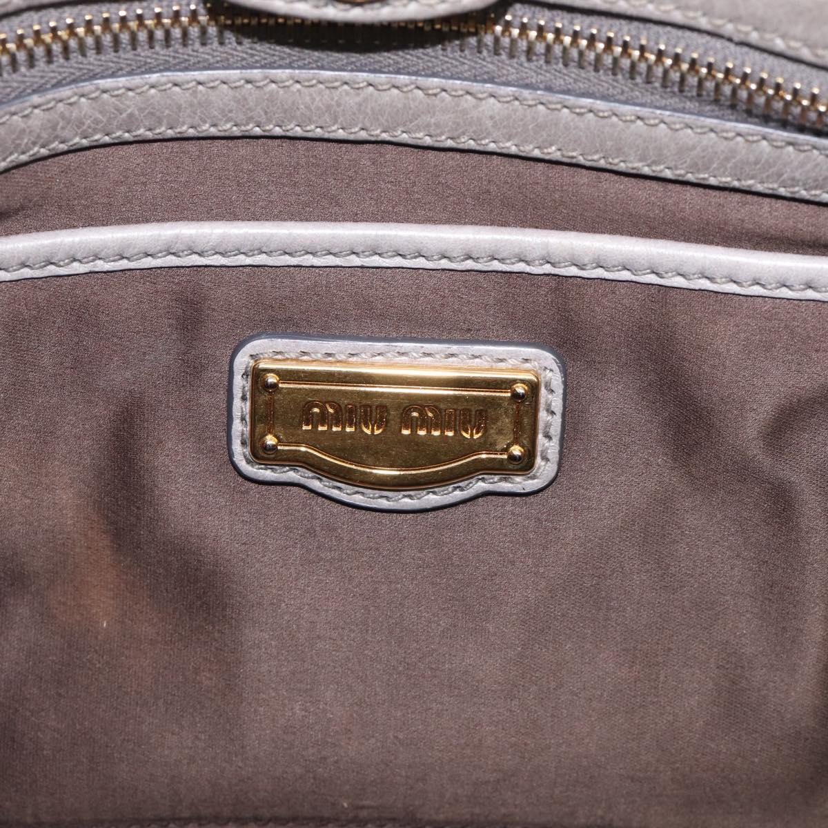 Miu Miu Vitterodino Side Ribbon Hand Bag Leather Gray Gold RN0893 Auth am13049V