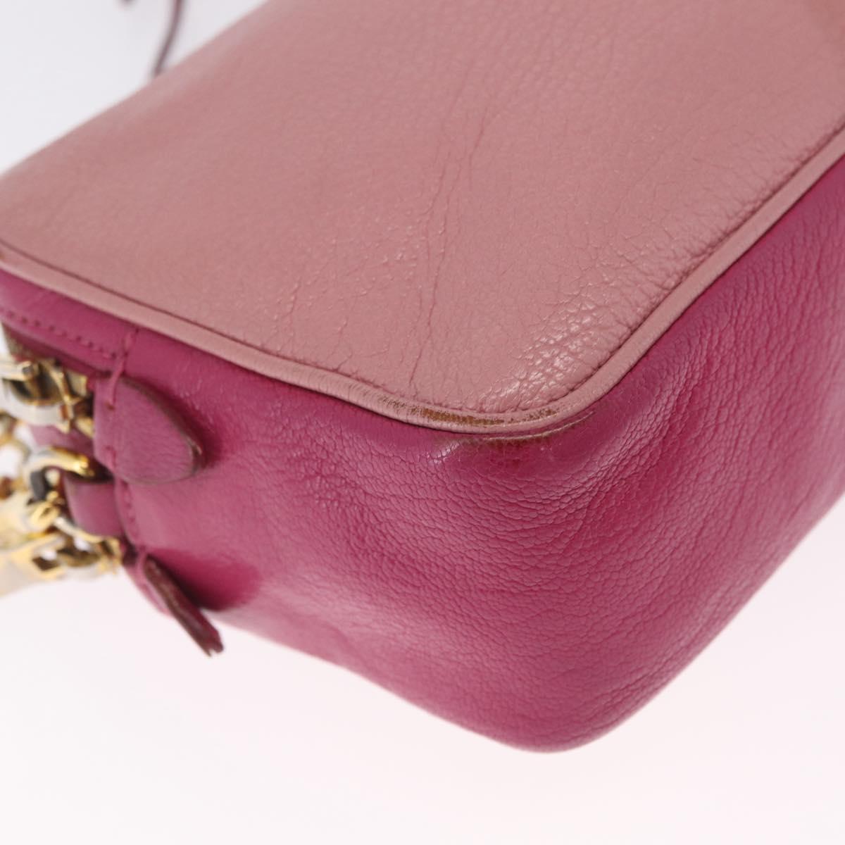 Miu Miu Shoulder Bag Leather Pink Gold Tone Auth am13053A