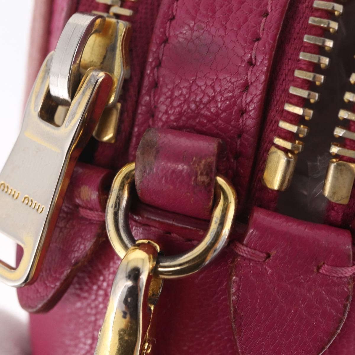 Miu Miu Shoulder Bag Leather Pink Gold Tone Auth am13053A