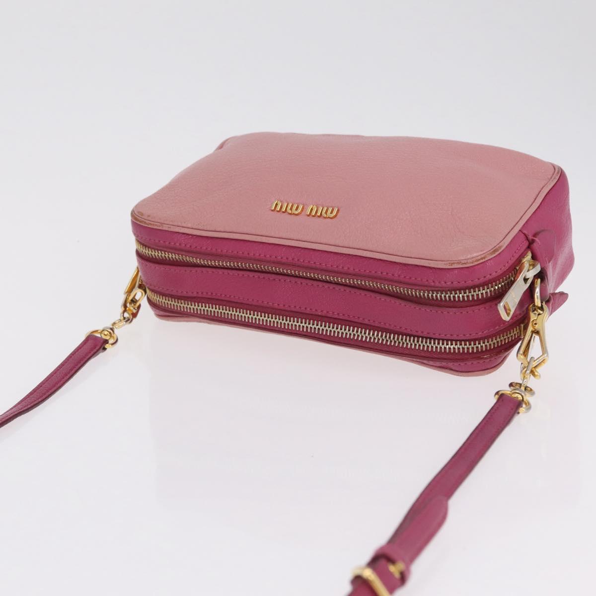 Miu Miu Shoulder Bag Leather Pink Gold Tone Auth am13053A