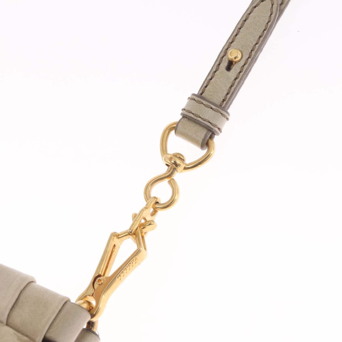 Miu Miu Shoulder Bag Leather Beige Gold Tone Auth am13054A