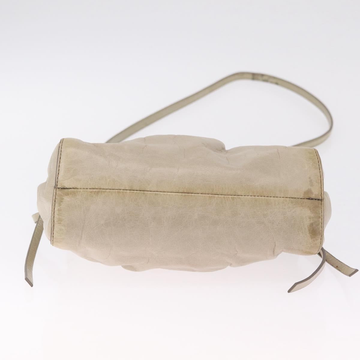 Miu Miu Shoulder Bag Leather Beige Gold Tone Auth am13054A