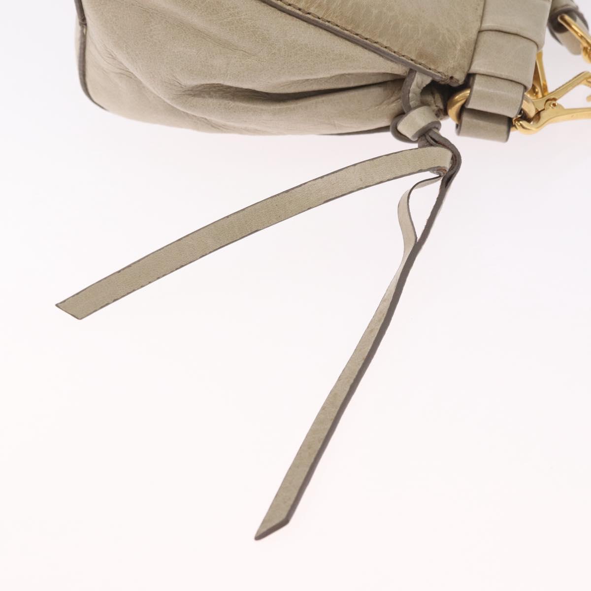 Miu Miu Shoulder Bag Leather Beige Gold Tone Auth am13054A