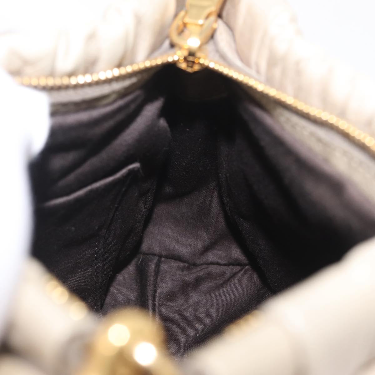 Miu Miu Shoulder Bag Leather Beige Gold Tone Auth am13054A
