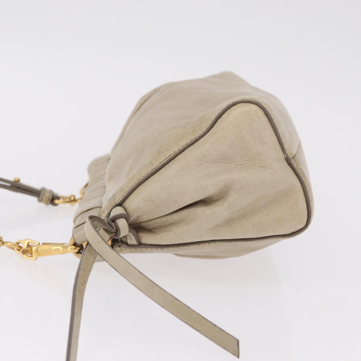 Miu Miu Shoulder Bag Leather Beige Gold Tone Auth am13054A