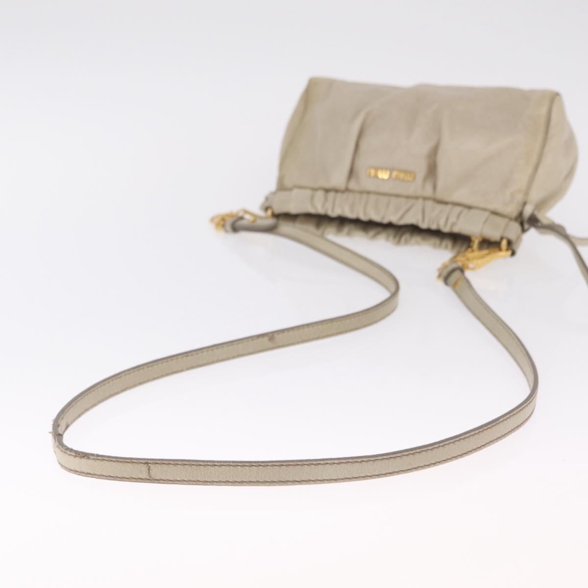 Miu Miu Shoulder Bag Leather Beige Gold Tone Auth am13054A