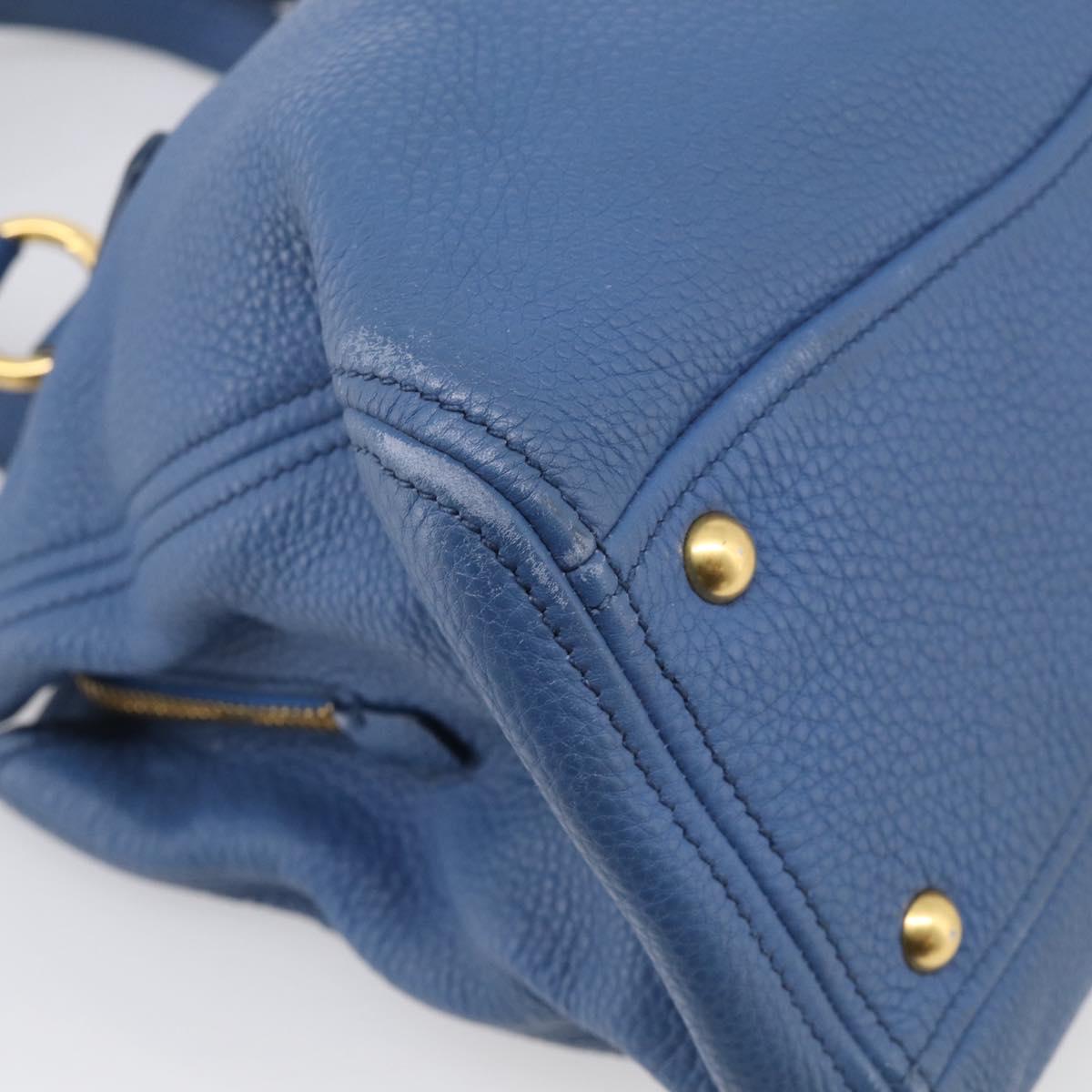 Miu Miu Vittello Caribbean Hand Bag Leather Blue Gold Tone RN0757 Auth am13055A