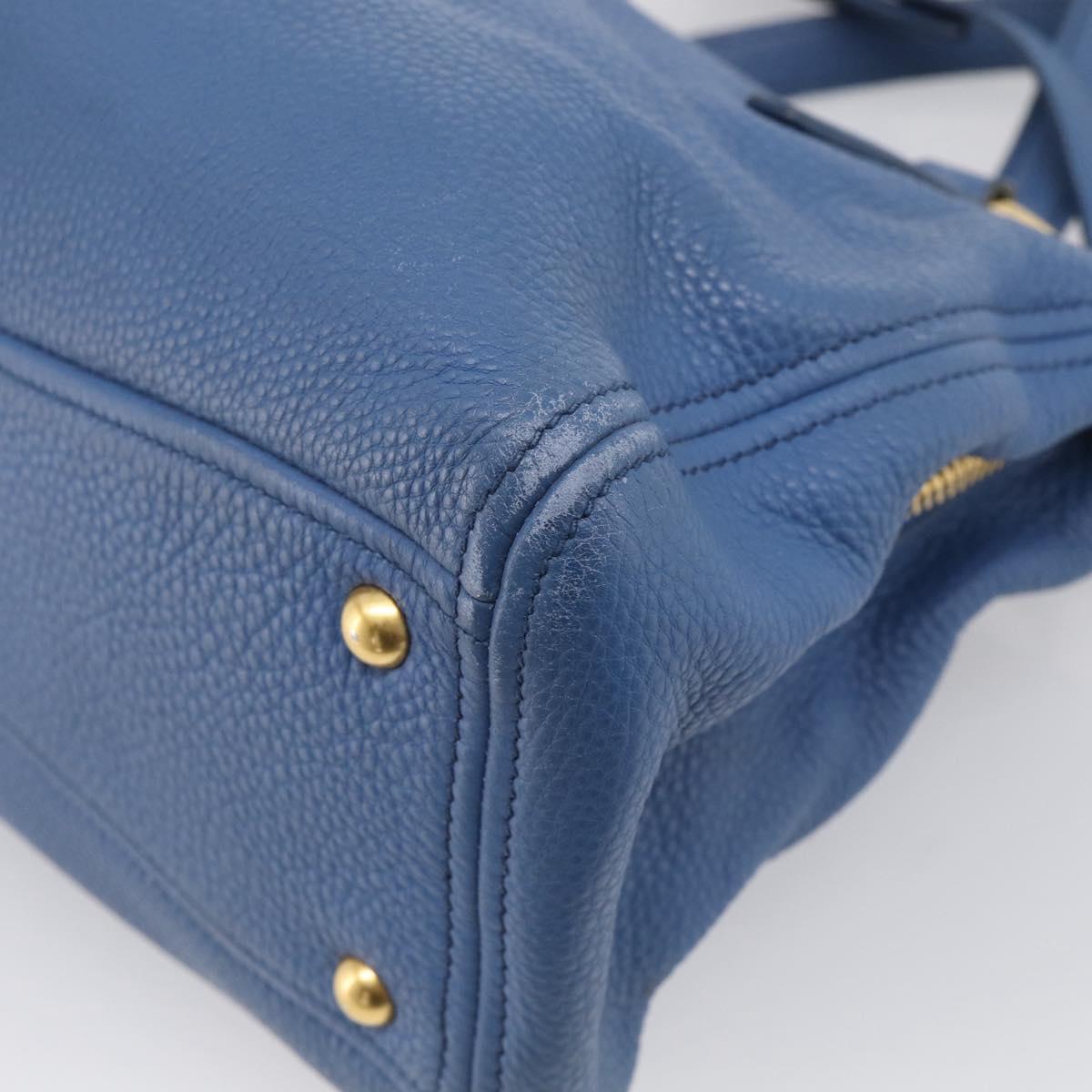 Miu Miu Vittello Caribbean Hand Bag Leather Blue Gold Tone RN0757 Auth am13055A
