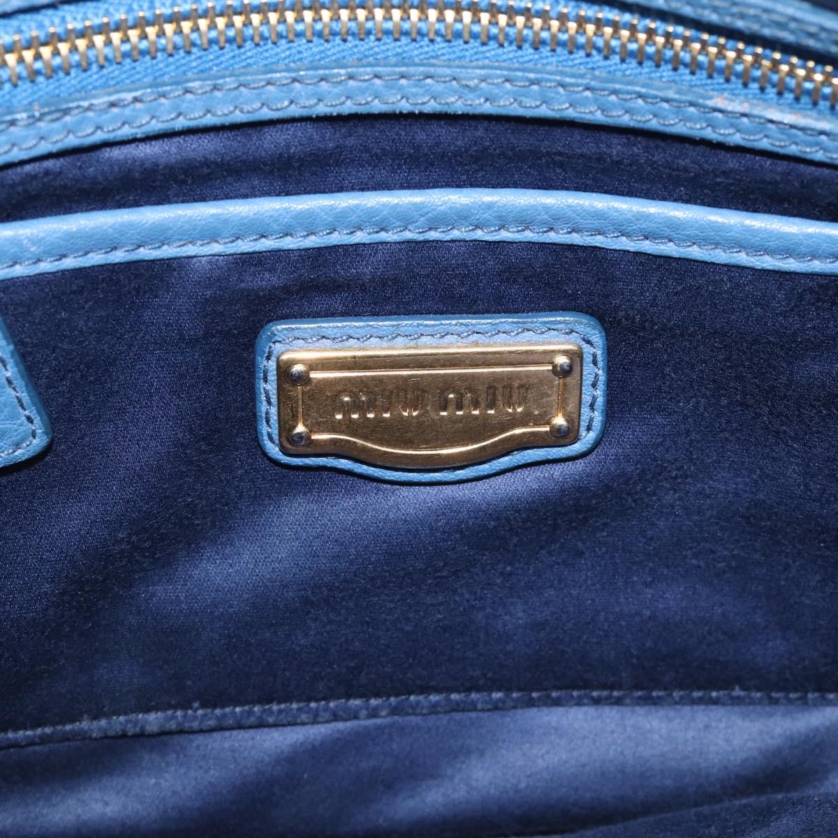 Miu Miu Vittello Caribbean Hand Bag Leather Blue Gold Tone RN0757 Auth am13055A