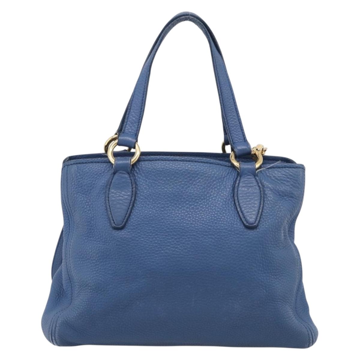 Miu Miu Vittello Caribbean Hand Bag Leather Blue Gold Tone RN0757 Auth am13055A