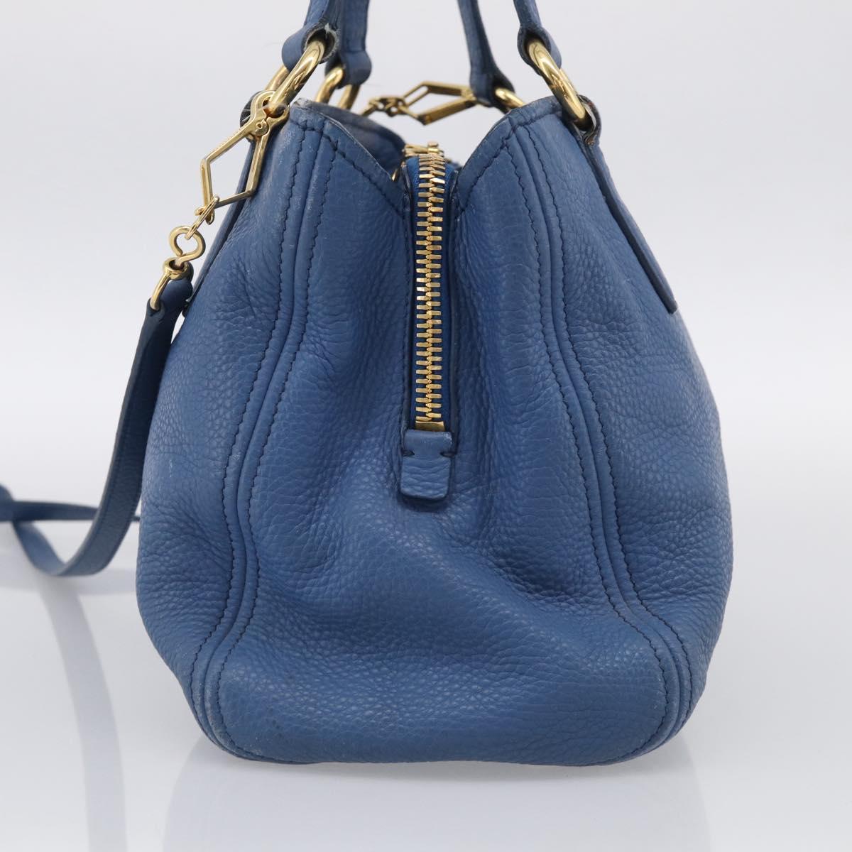 Miu Miu Vittello Caribbean Hand Bag Leather Blue Gold Tone RN0757 Auth am13055A
