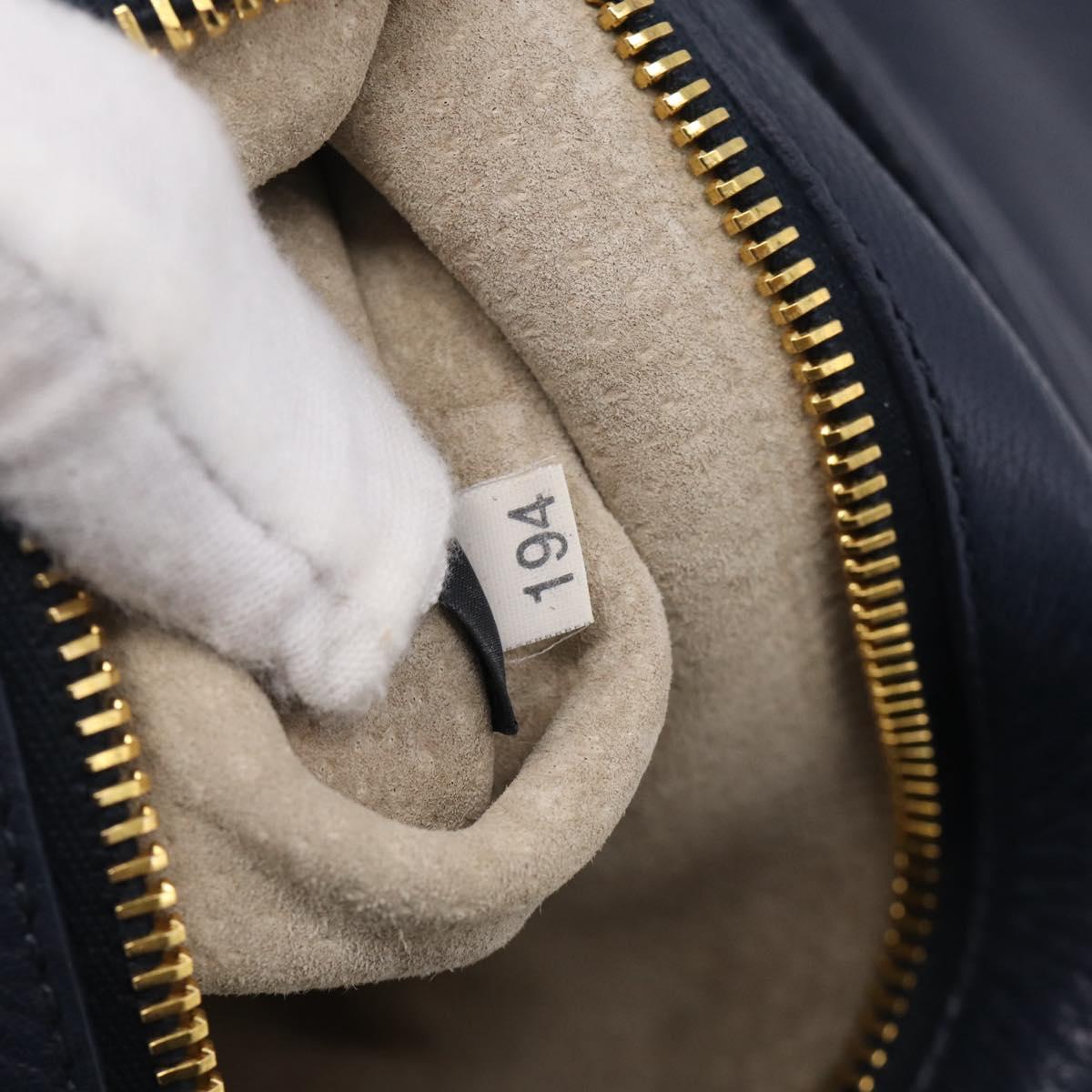 Miu Miu Turn Lock Hand Bag Leather Navy Gold Tone Auth am13056V