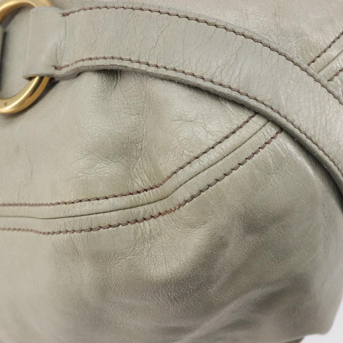 Miu Miu Vitello Lux Side Ribbon Hand Bag Leather Greige Gold Tone Auth am13057A