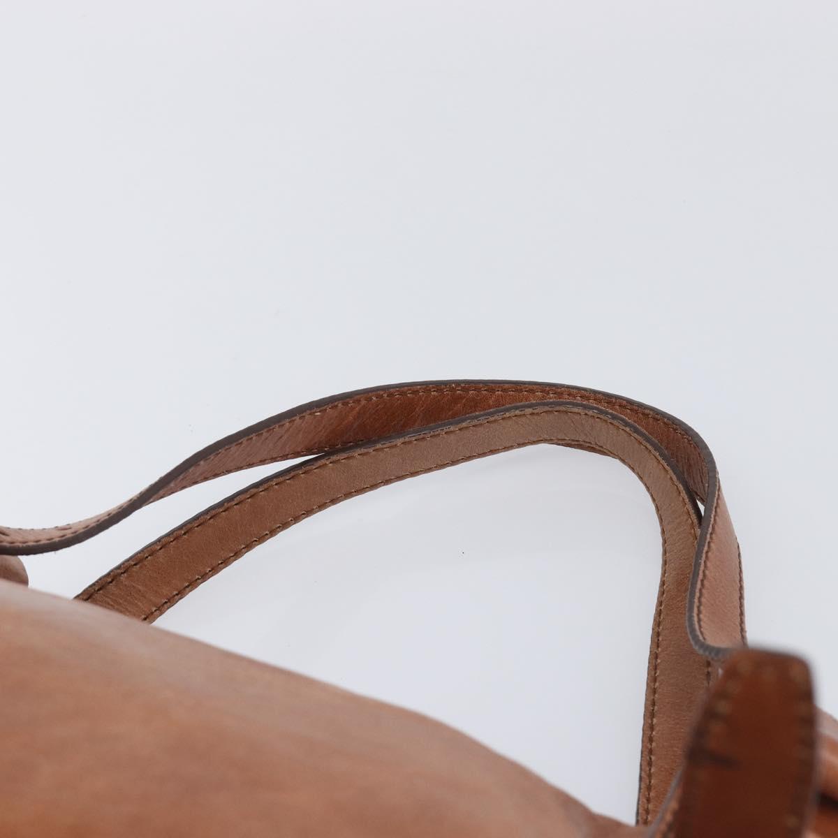 Miu Miu Side Ribbon Shoulder Bag Leather Brown Gold Tone Auth am13058V