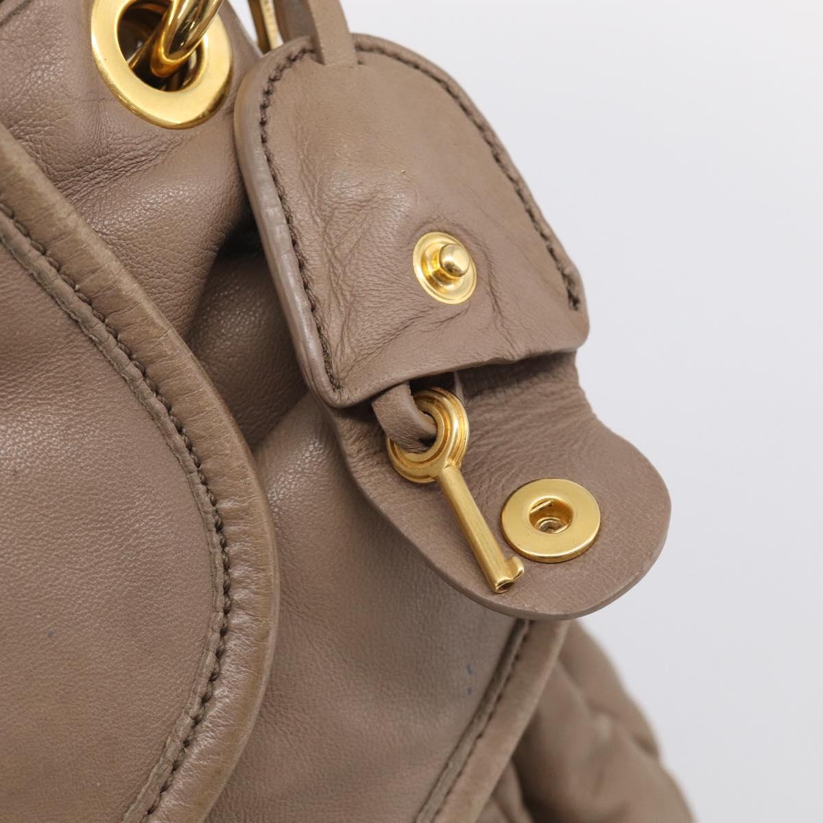 Miu Miu Matelasse Lady Rock Hand Bag Leather Beige Gold Tone Auth am13059A