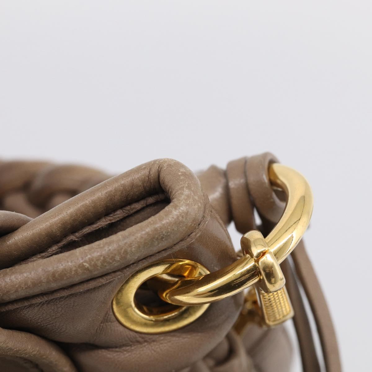 Miu Miu Matelasse Lady Rock Hand Bag Leather Beige Gold Tone Auth am13059A