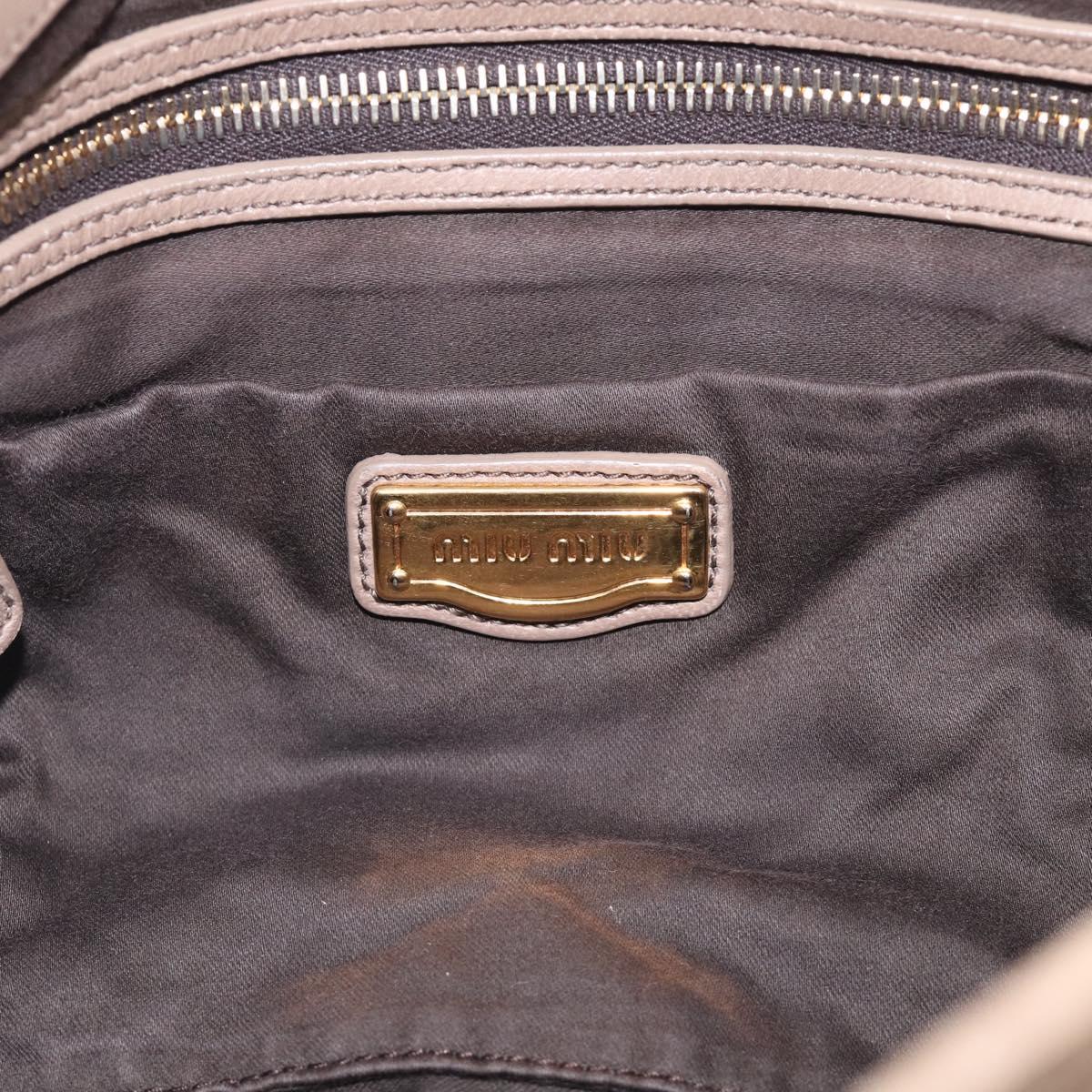 Miu Miu Matelasse Lady Rock Hand Bag Leather Beige Gold Tone Auth am13059A
