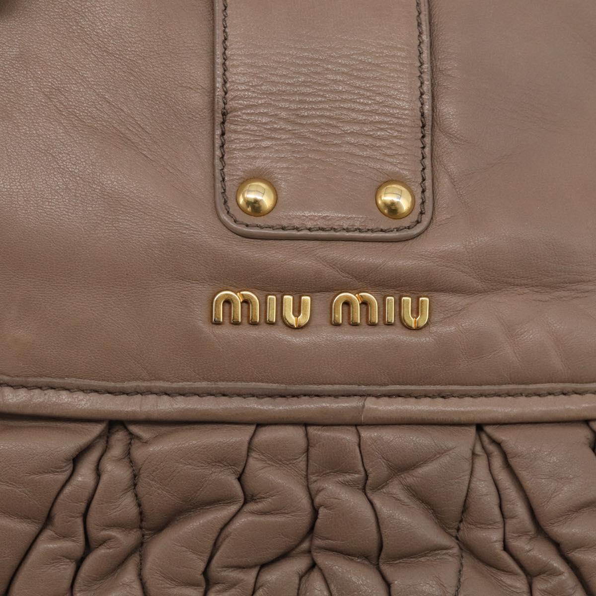 Miu Miu Matelasse Lady Rock Hand Bag Leather Beige Gold Tone Auth am13059A