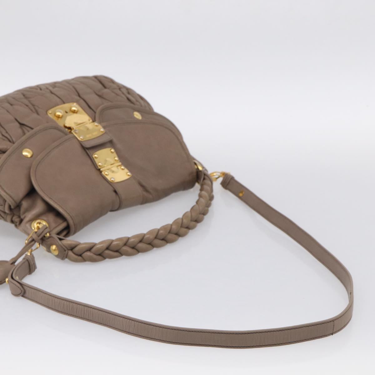 Miu Miu Matelasse Lady Rock Hand Bag Leather Beige Gold Tone Auth am13059A