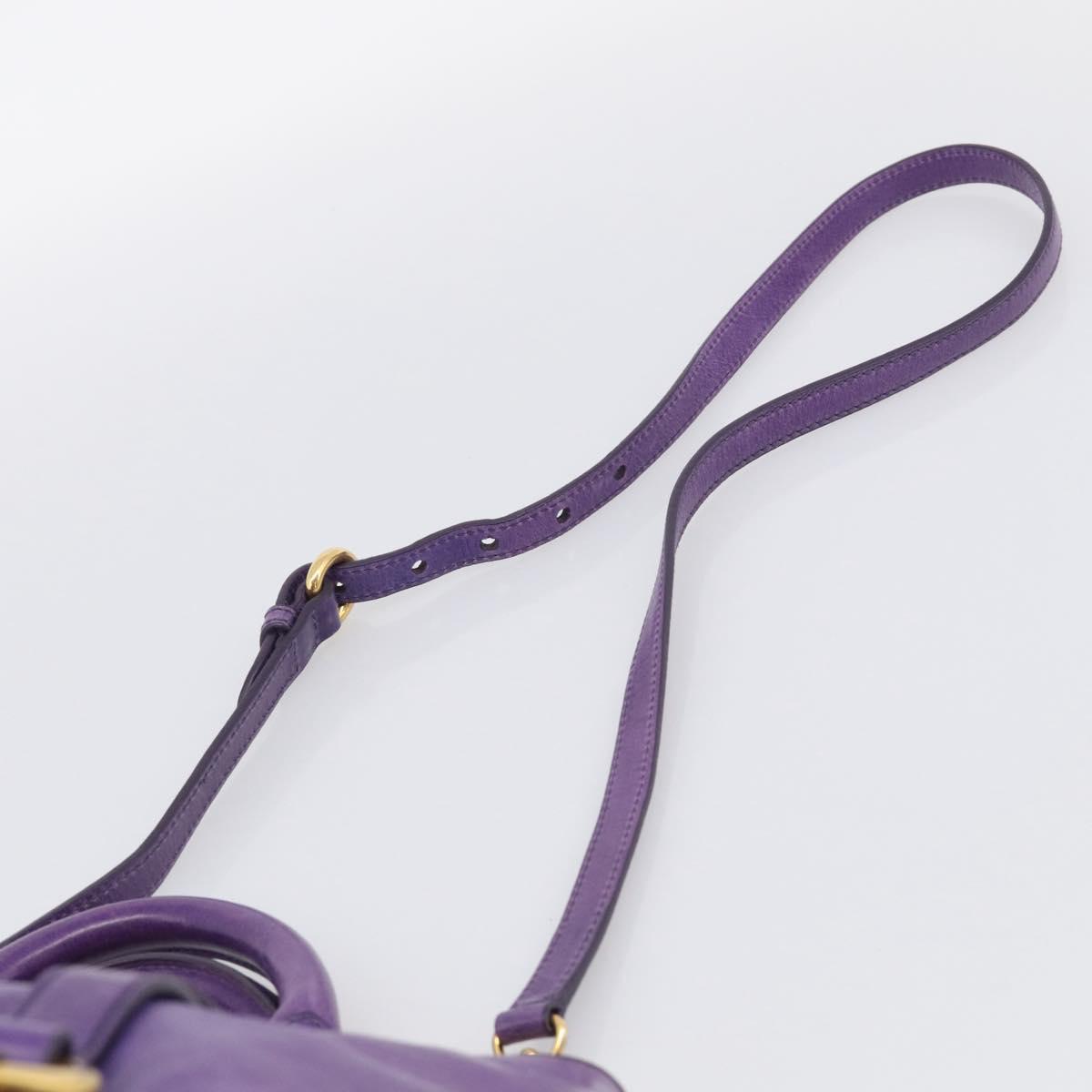 Miu Miu Hand Bag Leather Purple Gold Tone RN0685 Auth am13060V