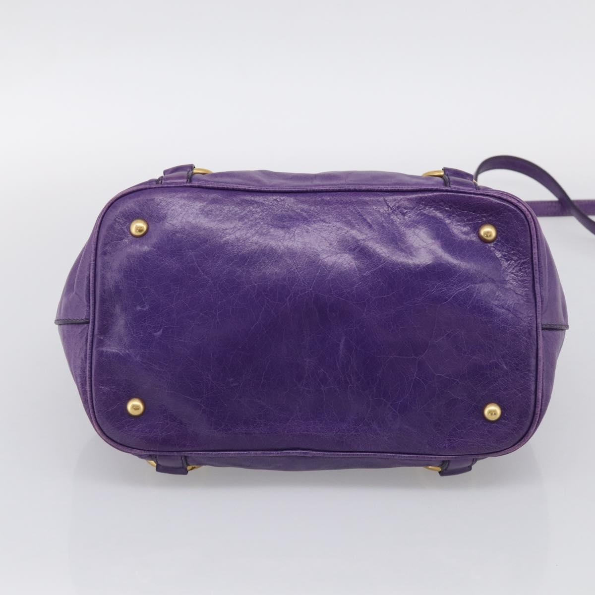 Miu Miu Hand Bag Leather Purple Gold Tone RN0685 Auth am13060V