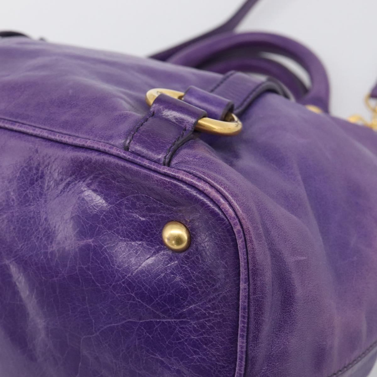 Miu Miu Hand Bag Leather Purple Gold Tone RN0685 Auth am13060V