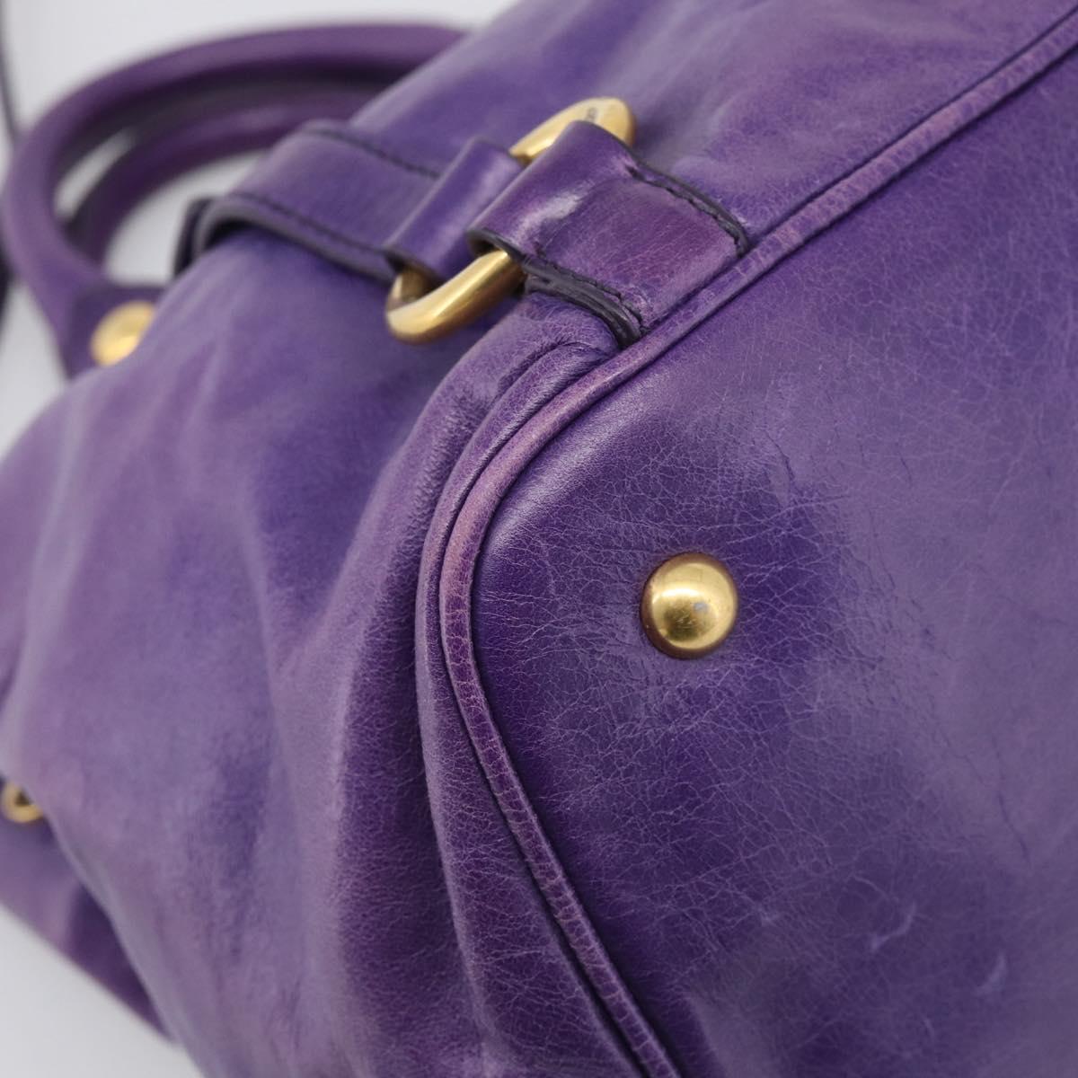 Miu Miu Hand Bag Leather Purple Gold Tone RN0685 Auth am13060V