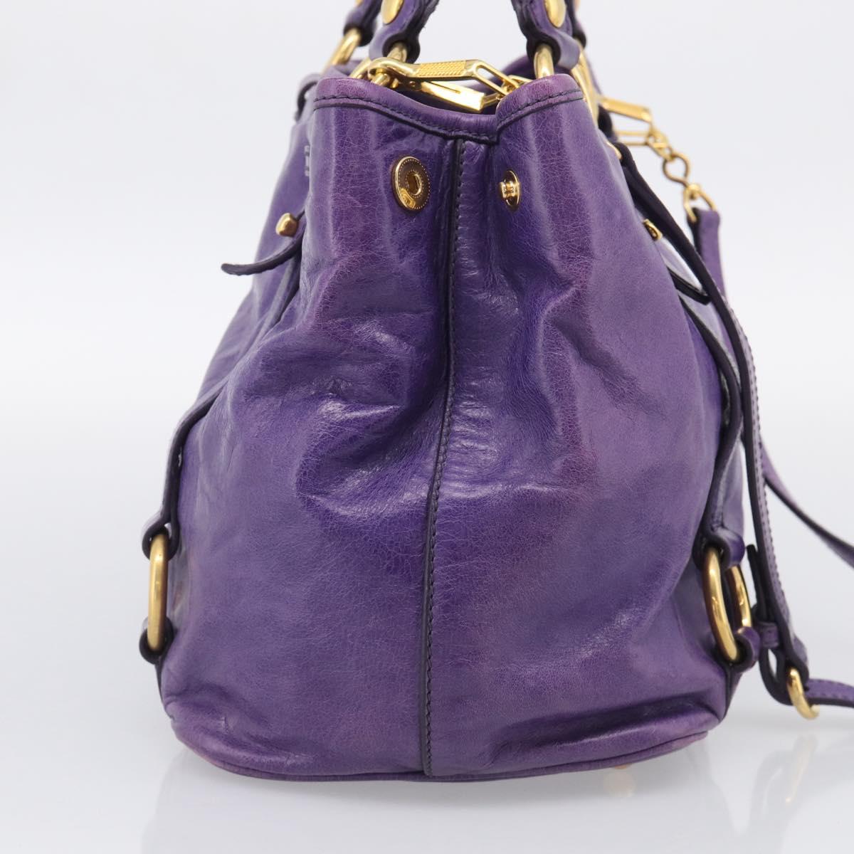 Miu Miu Hand Bag Leather Purple Gold Tone RN0685 Auth am13060V