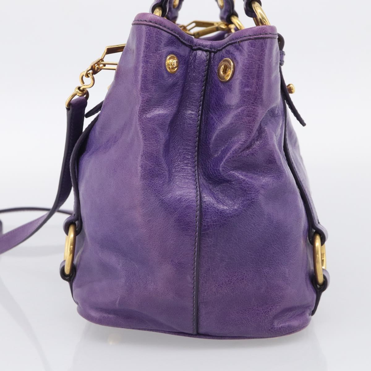 Miu Miu Hand Bag Leather Purple Gold Tone RN0685 Auth am13060V