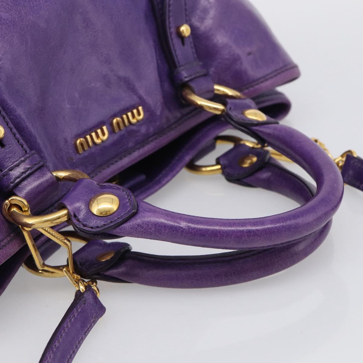 Miu Miu Hand Bag Leather Purple Gold Tone RN0685 Auth am13060V