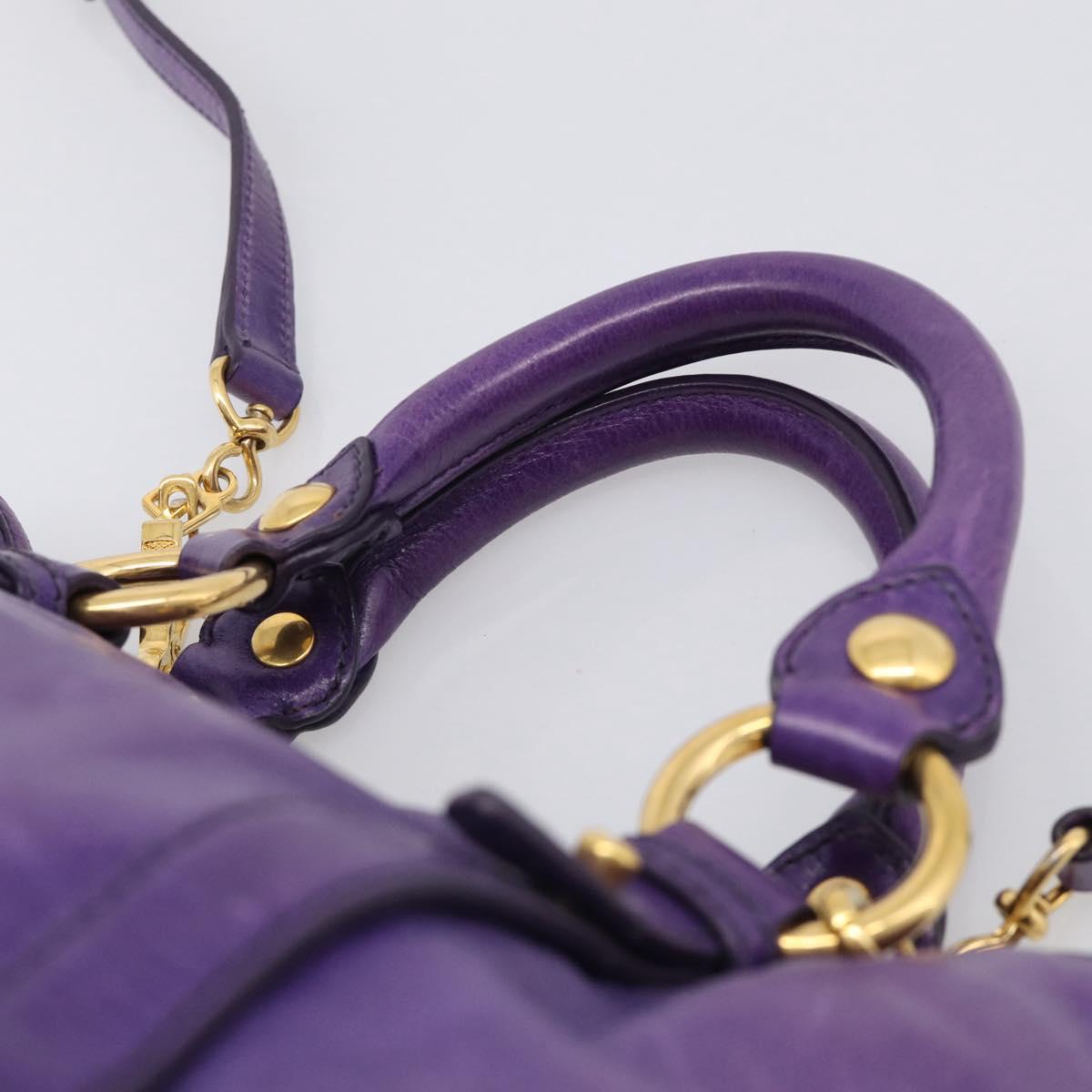 Miu Miu Hand Bag Leather Purple Gold Tone RN0685 Auth am13060V