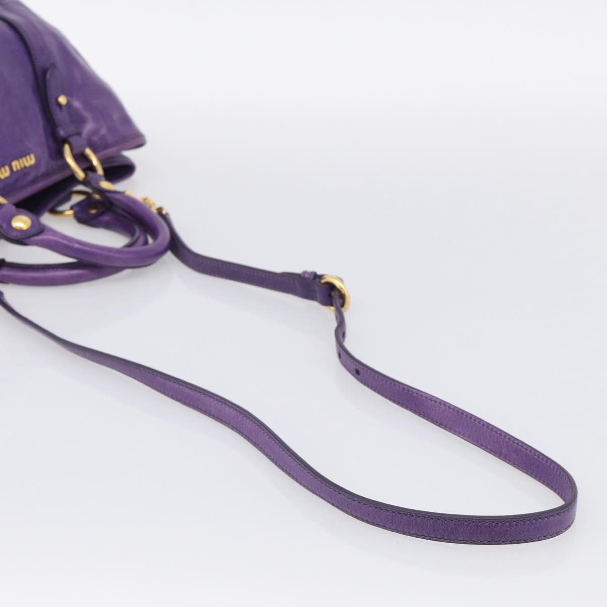 Miu Miu Hand Bag Leather Purple Gold Tone RN0685 Auth am13060V