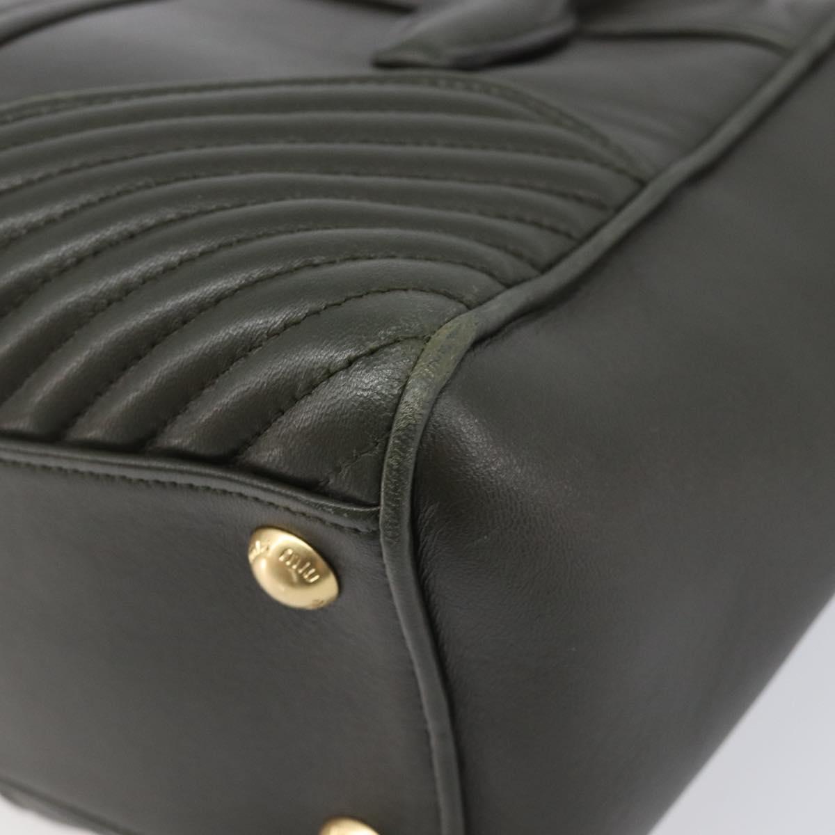 Miu Miu Biker Hand Bag Leather Khaki Gold Tone 5BA145 Auth am13062V