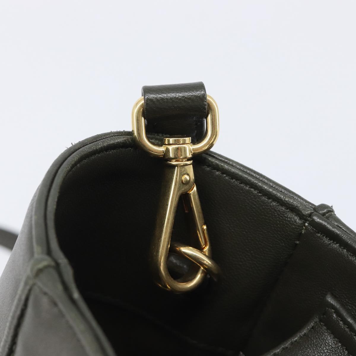 Miu Miu Biker Hand Bag Leather Khaki Gold Tone 5BA145 Auth am13062V