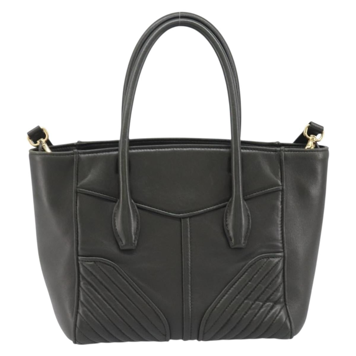 Miu Miu Biker Hand Bag Leather Khaki Gold Tone 5BA145 Auth am13062V