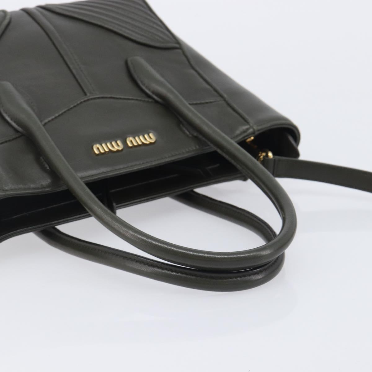 Miu Miu Biker Hand Bag Leather Khaki Gold Tone 5BA145 Auth am13062V