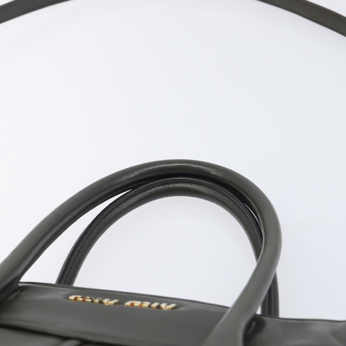 Miu Miu Biker Hand Bag Leather Khaki Gold Tone 5BA145 Auth am13062V