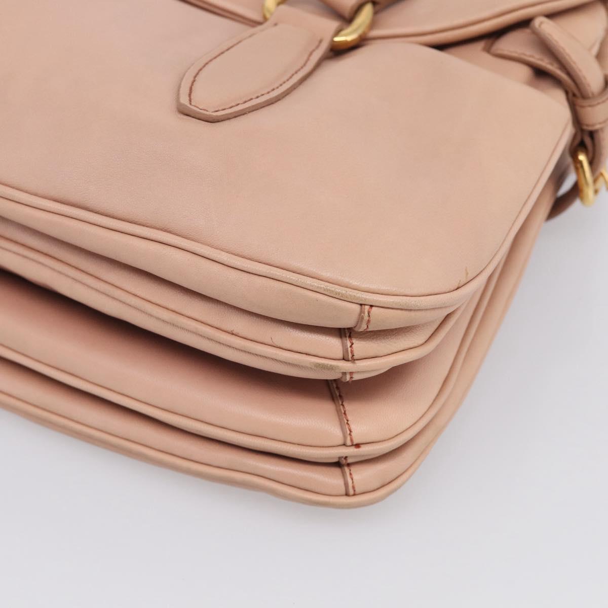 Miu Miu Turn Lock Flap Tote Bag Leather Pink Gold Tone Auth am13067V