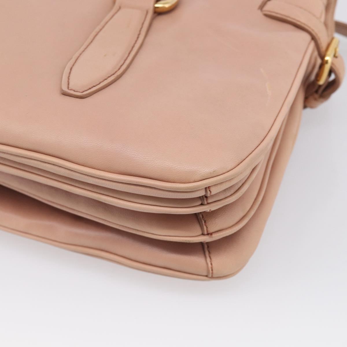 Miu Miu Turn Lock Flap Tote Bag Leather Pink Gold Tone Auth am13067V
