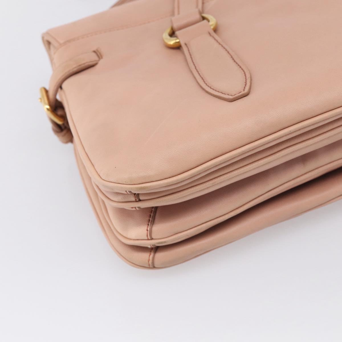 Miu Miu Turn Lock Flap Tote Bag Leather Pink Gold Tone Auth am13067V