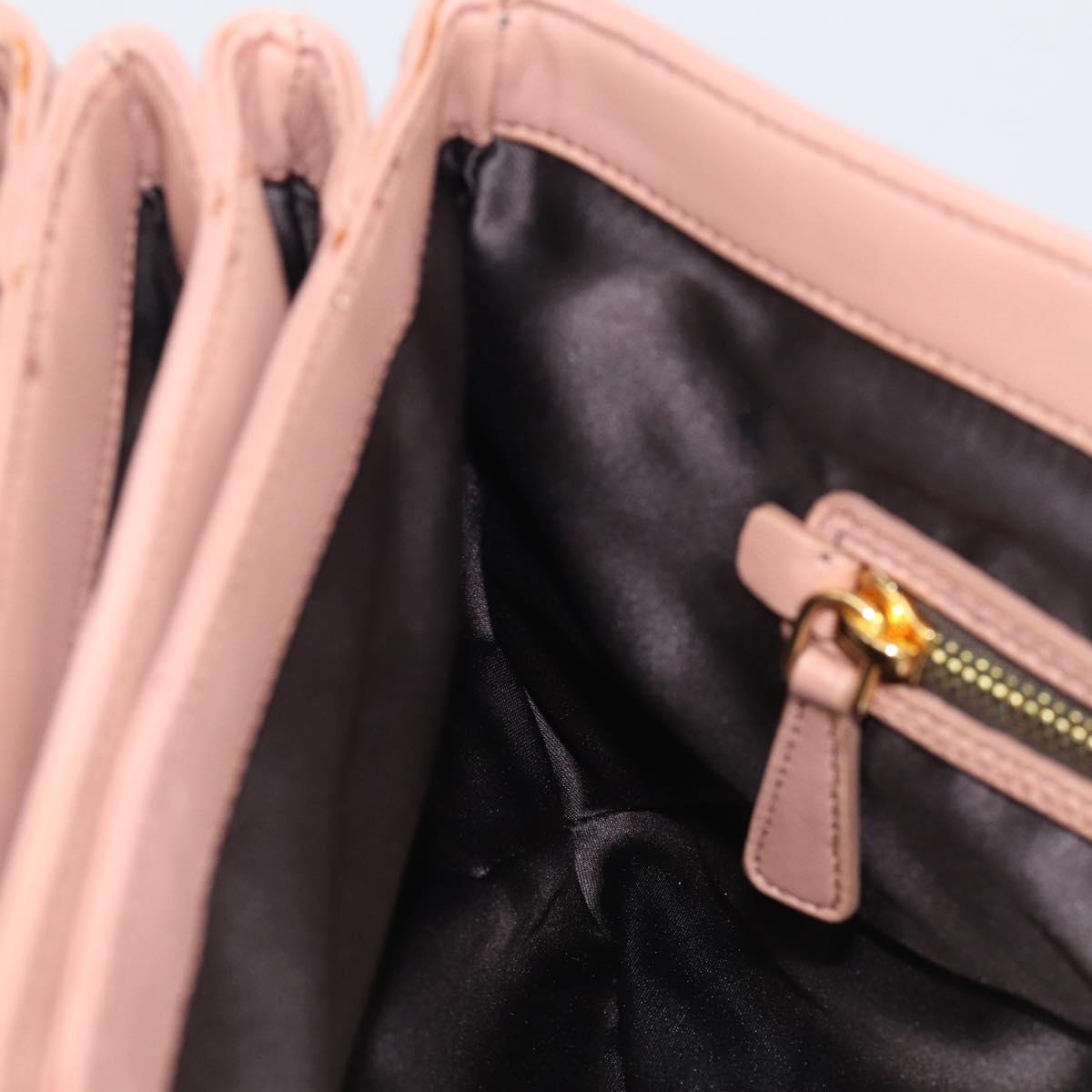 Miu Miu Turn Lock Flap Tote Bag Leather Pink Gold Tone Auth am13067V