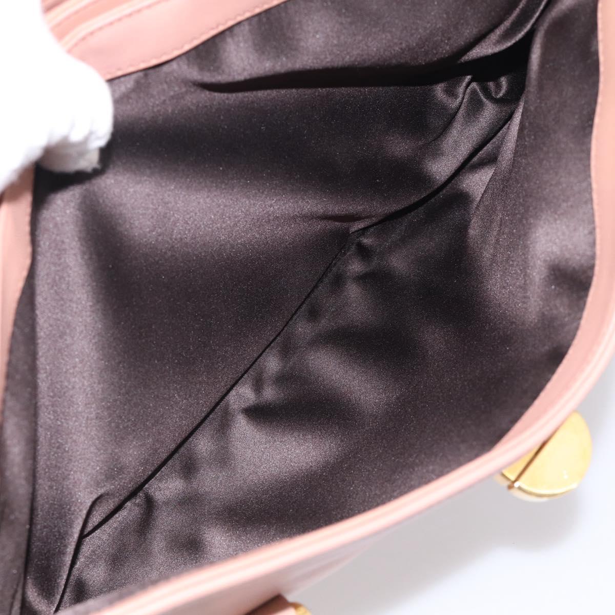 Miu Miu Turn Lock Flap Tote Bag Leather Pink Gold Tone Auth am13067V