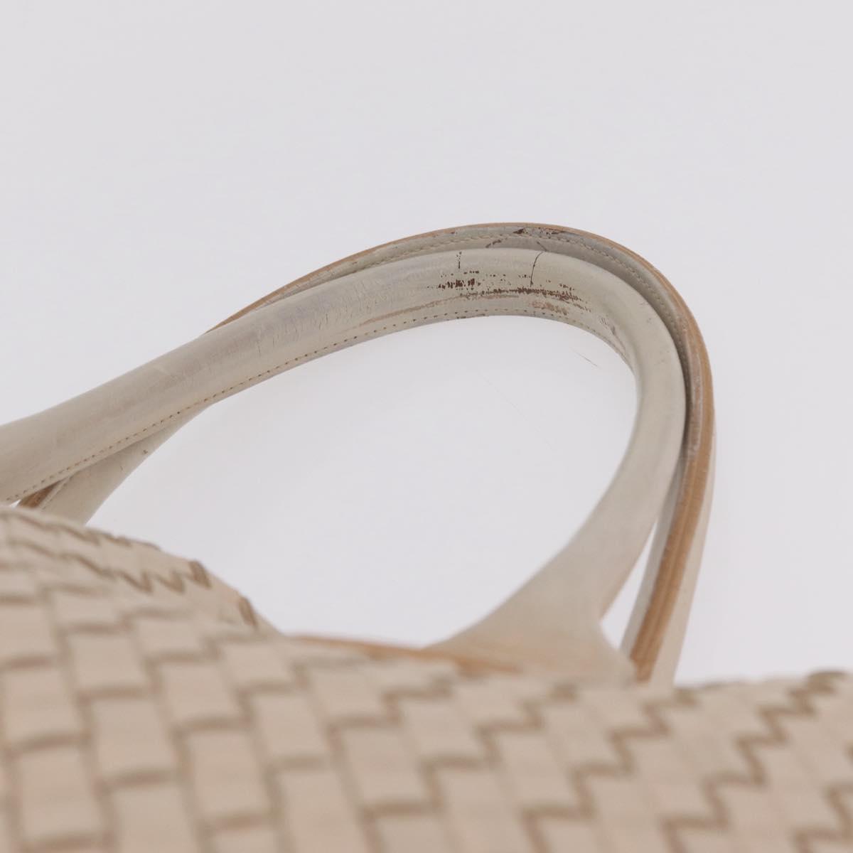 Bottega Veneta INTRECCIATO Cabas PM Tote Bag Leather Ivory 161357 Auth am13069A