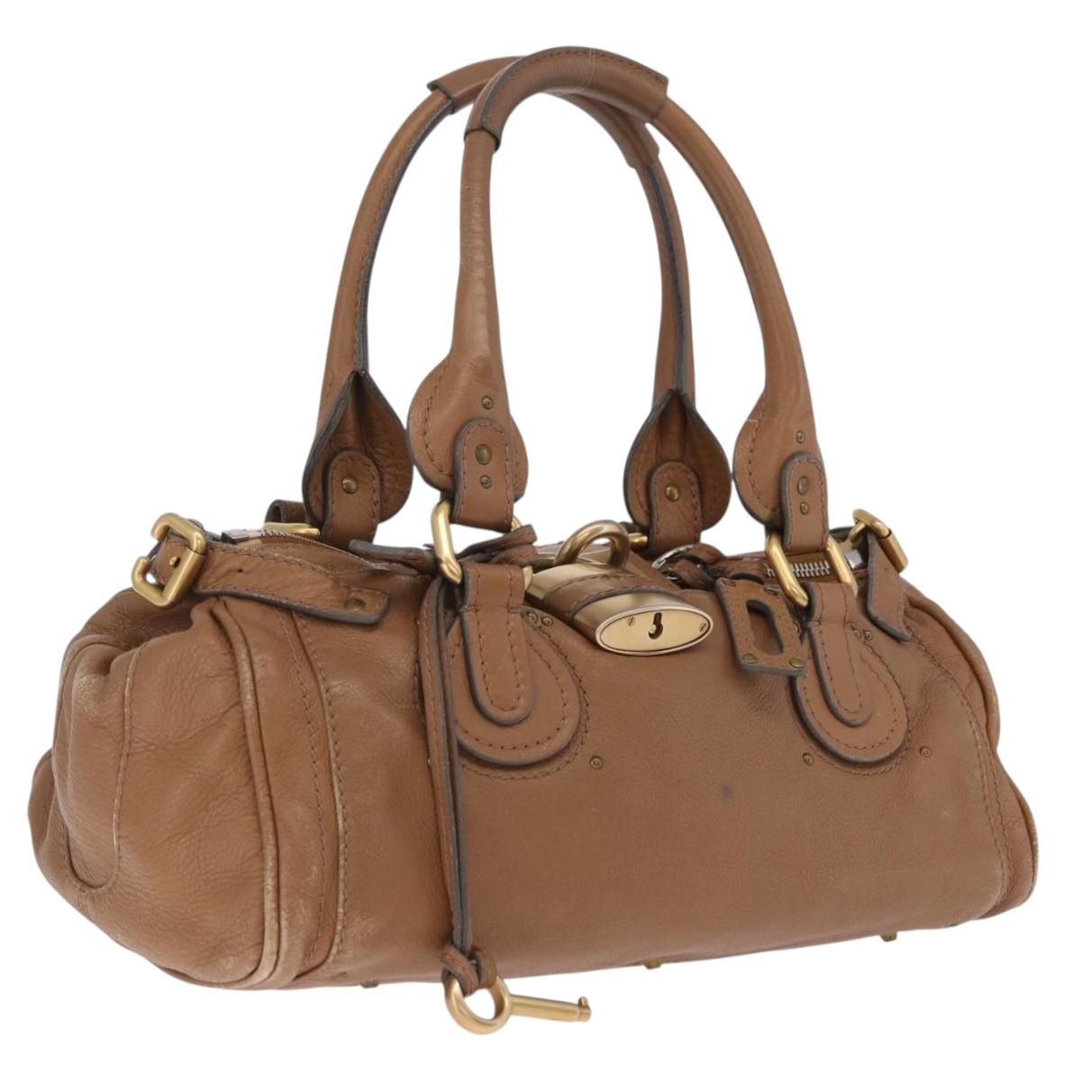 Chloe Paddington Hand Bag Leather Brown Gold Tone Auth am13070A