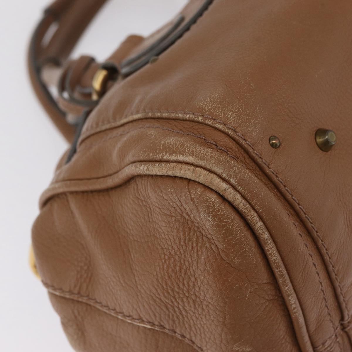 Chloe Paddington Hand Bag Leather Brown Gold Tone Auth am13070A