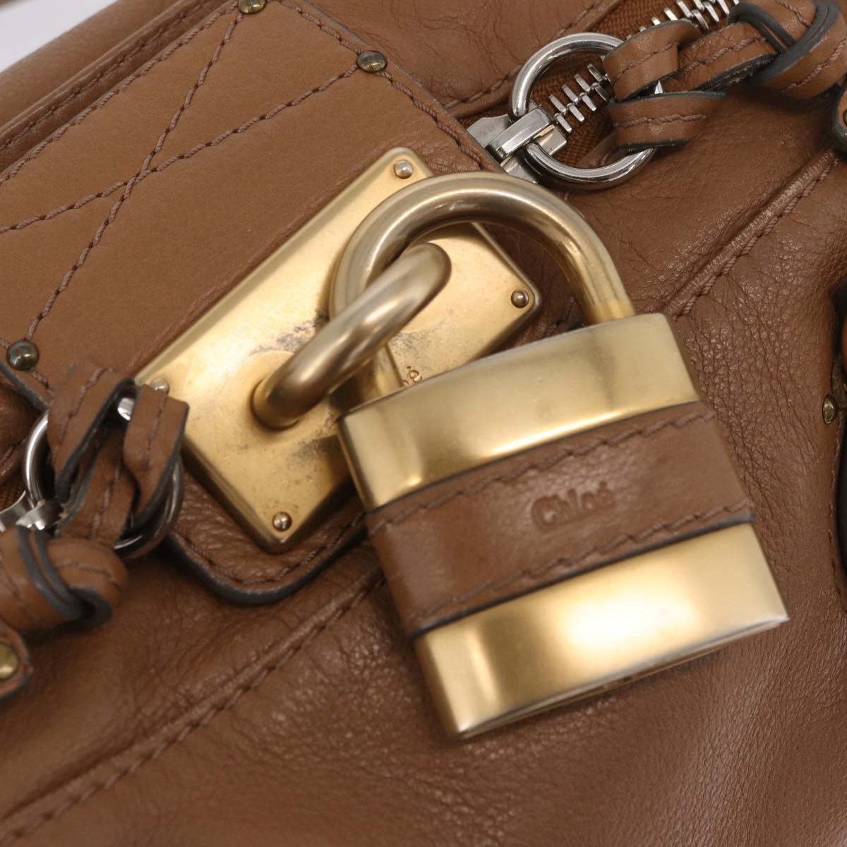 Chloe Paddington Hand Bag Leather Brown Gold Tone Auth am13070A