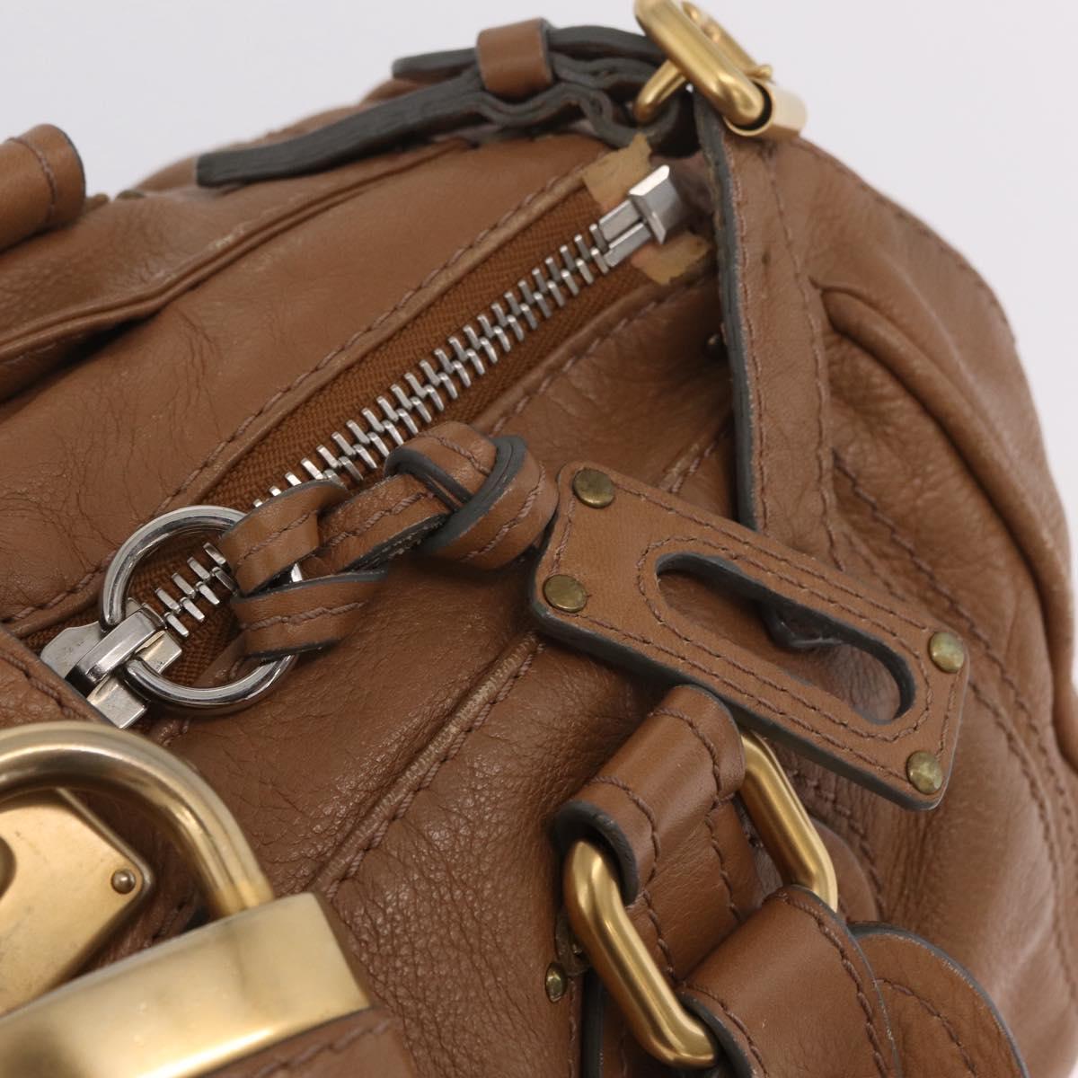 Chloe Paddington Hand Bag Leather Brown Gold Tone Auth am13070A