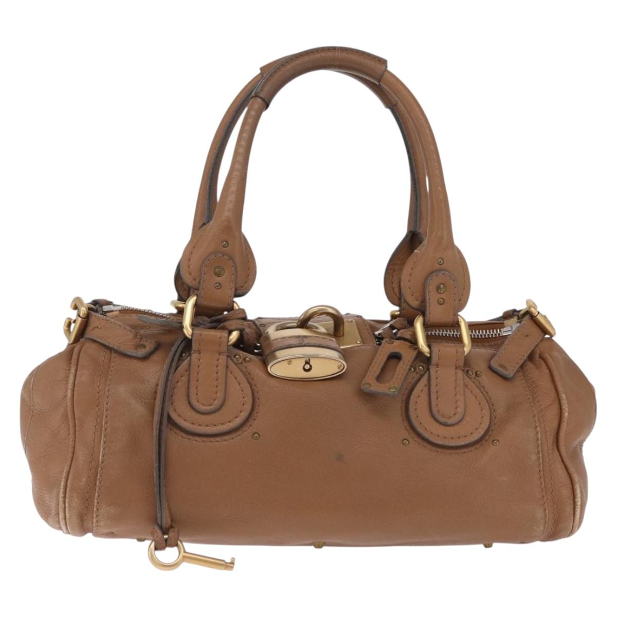 Chloe Paddington Hand Bag Leather Brown Gold Tone Auth am13070A