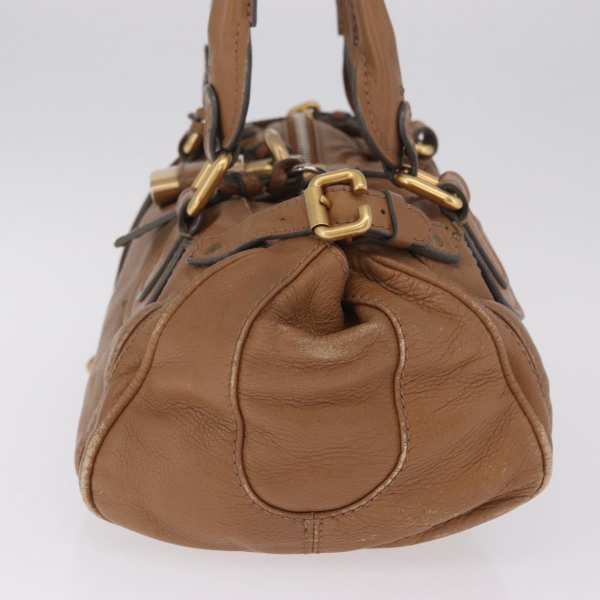 Chloe Paddington Hand Bag Leather Brown Gold Tone Auth am13070A